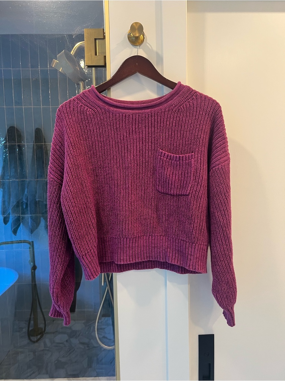 GAP Magenta Crewneck Pocket Knit Sweater